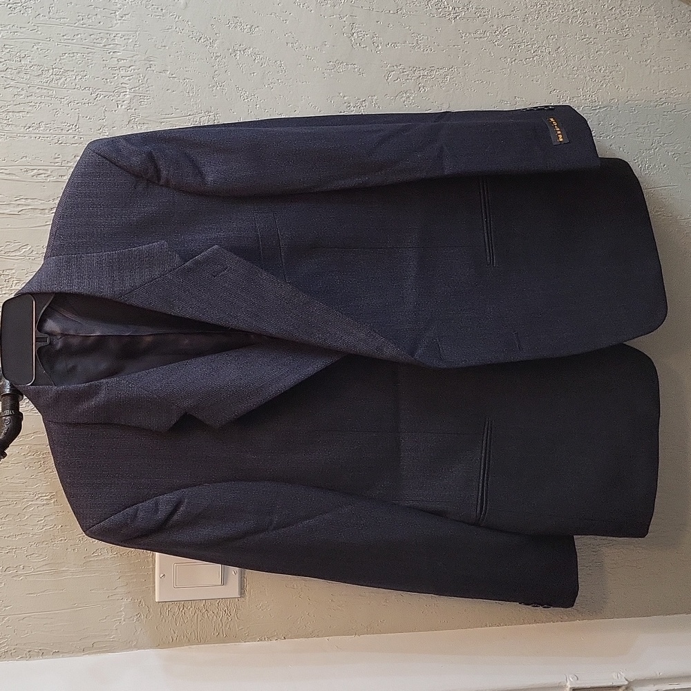 New Albert Nipon 100% Wool Navy Striped Suit Jacket Sport Coat